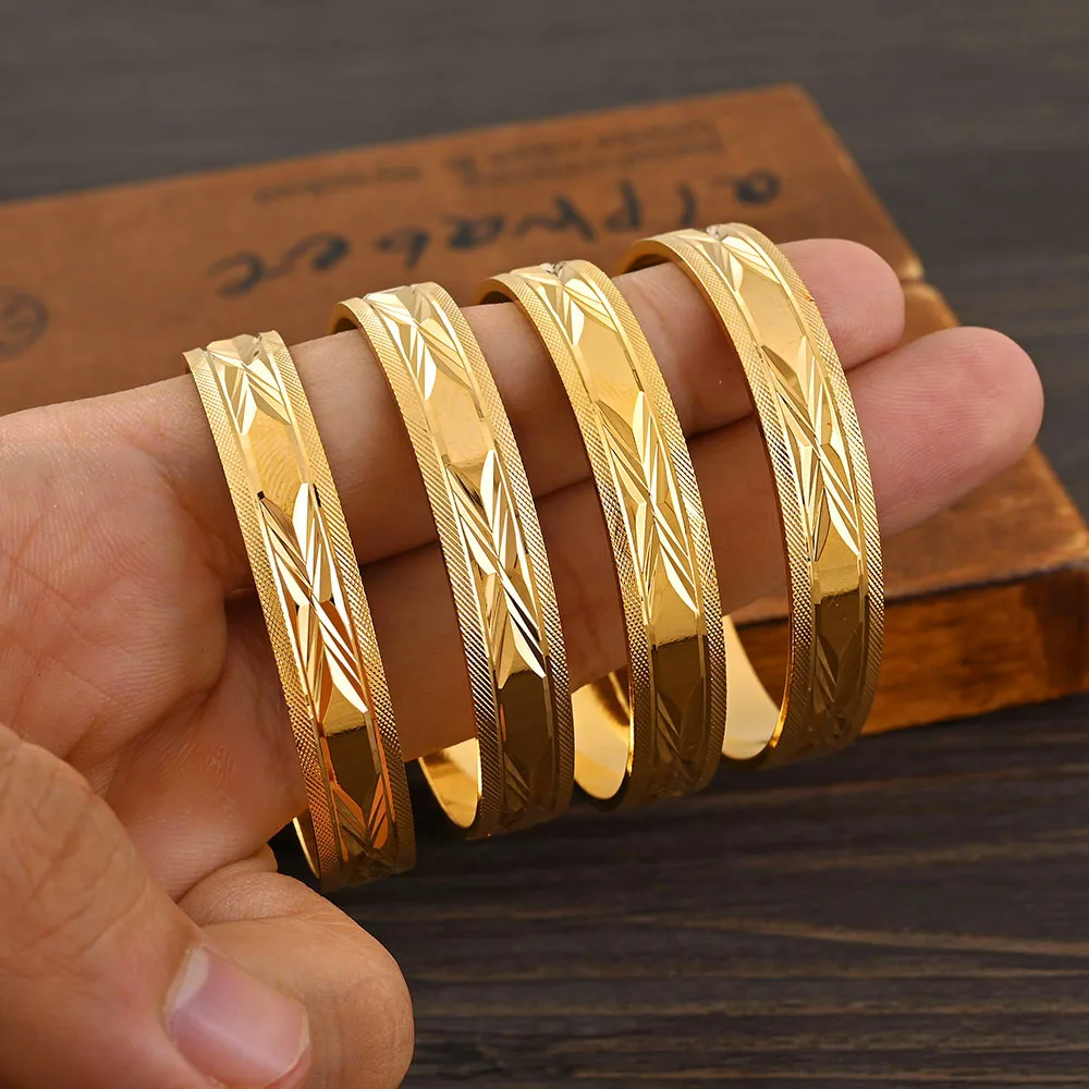18k 45MM Inner 8MM Width Seychelles Fashion Design Thick Gold Color Baby Kids Fixed Size Bangles Bracelet Jewelry Christmas Gift 2