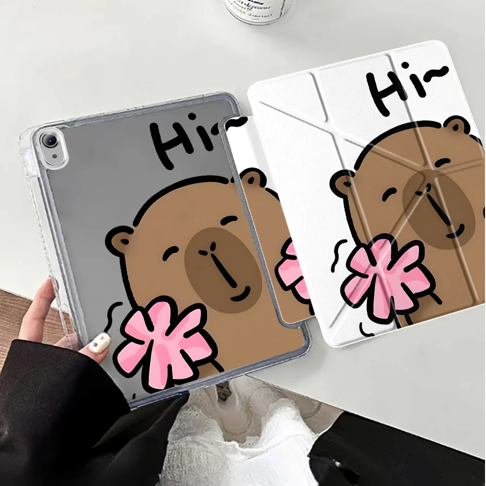 Cartoon C-Capybara Tablet Case with Pen Slot Cover