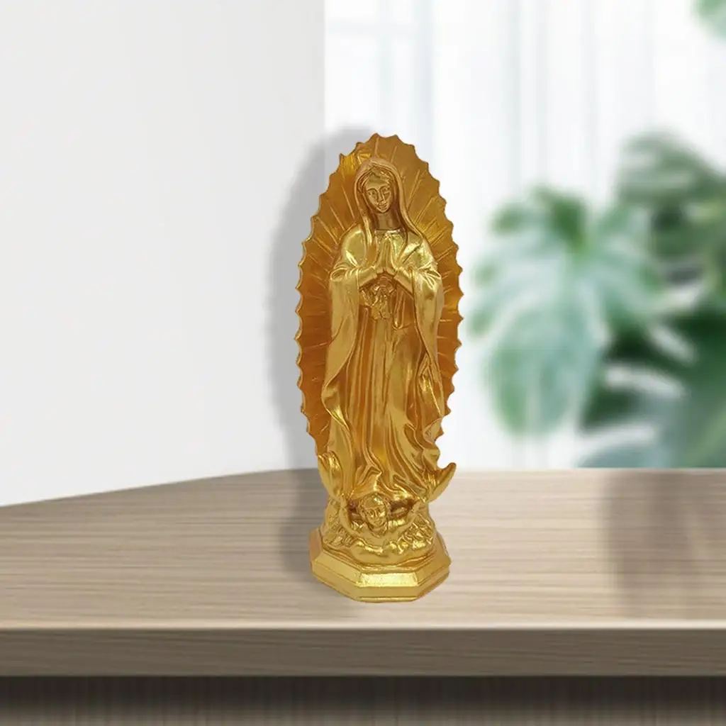 Resin Mary Statue Figure Blessed Mother Ornament Figurine Handmade for Patio Wedding Gift Tabletop Outdoor Decor