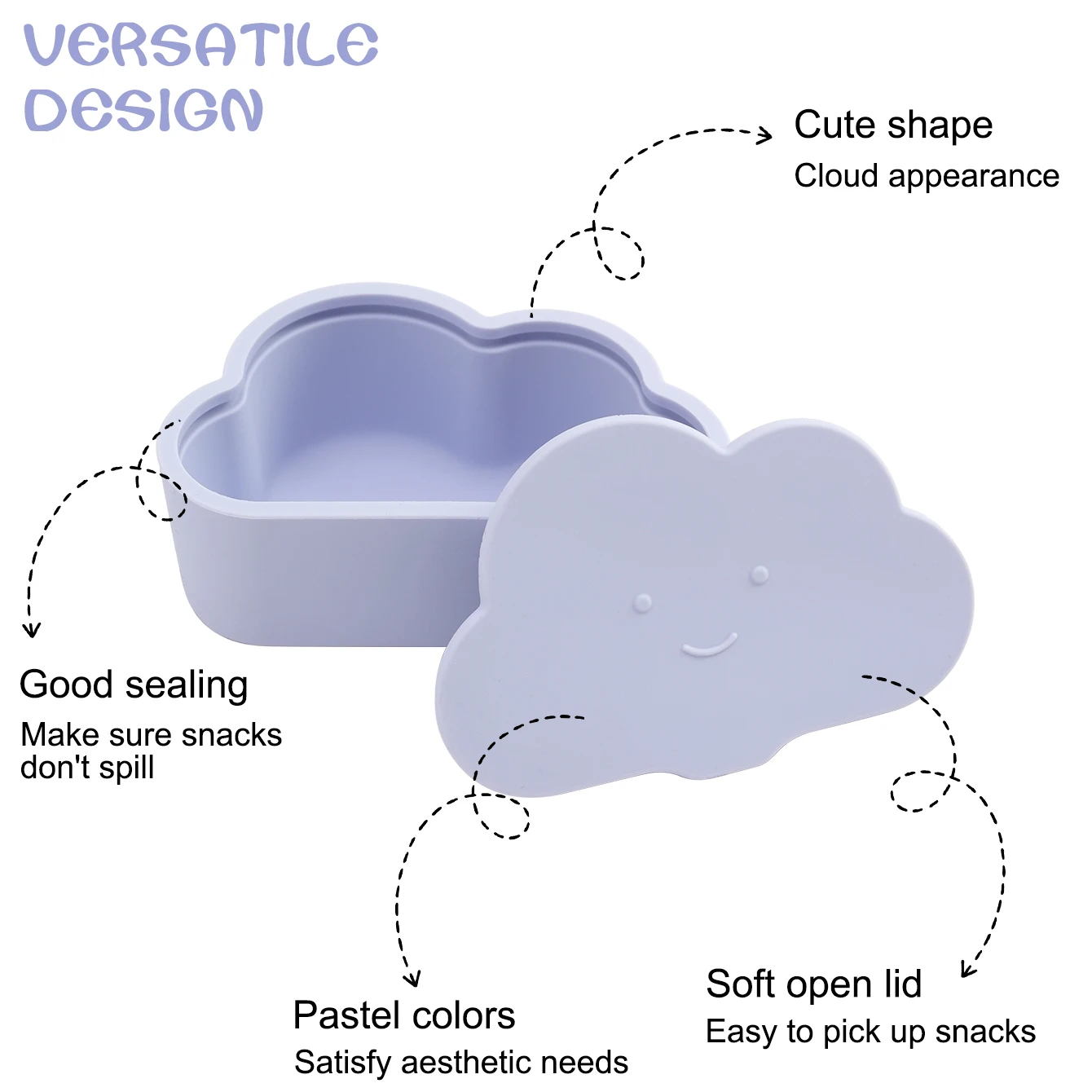 1PCS Silicone Baby Tableware Bpa Free Cloud Shape Baby Snack Box Eating Training Food Storage Smile Face Meal Tray baby food storage containers portable food storage box