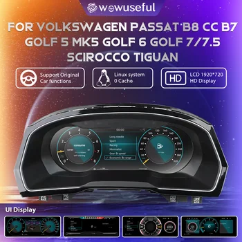 Panel de Instrumentos Digital LCD Linux 1920*720P para Volkswagen Golf 5, Golf 6, Golf 7/7.5, MK5, MK6, MK7, Scirocco, Tiguan, Seat León, Passat B6, B7, CC, B8, Polo, Cabina Virtual, CarPlay Inalámbrico, Android Auto, GPS, Navegación, Velocímetro, Monitor, Plug and Play 1