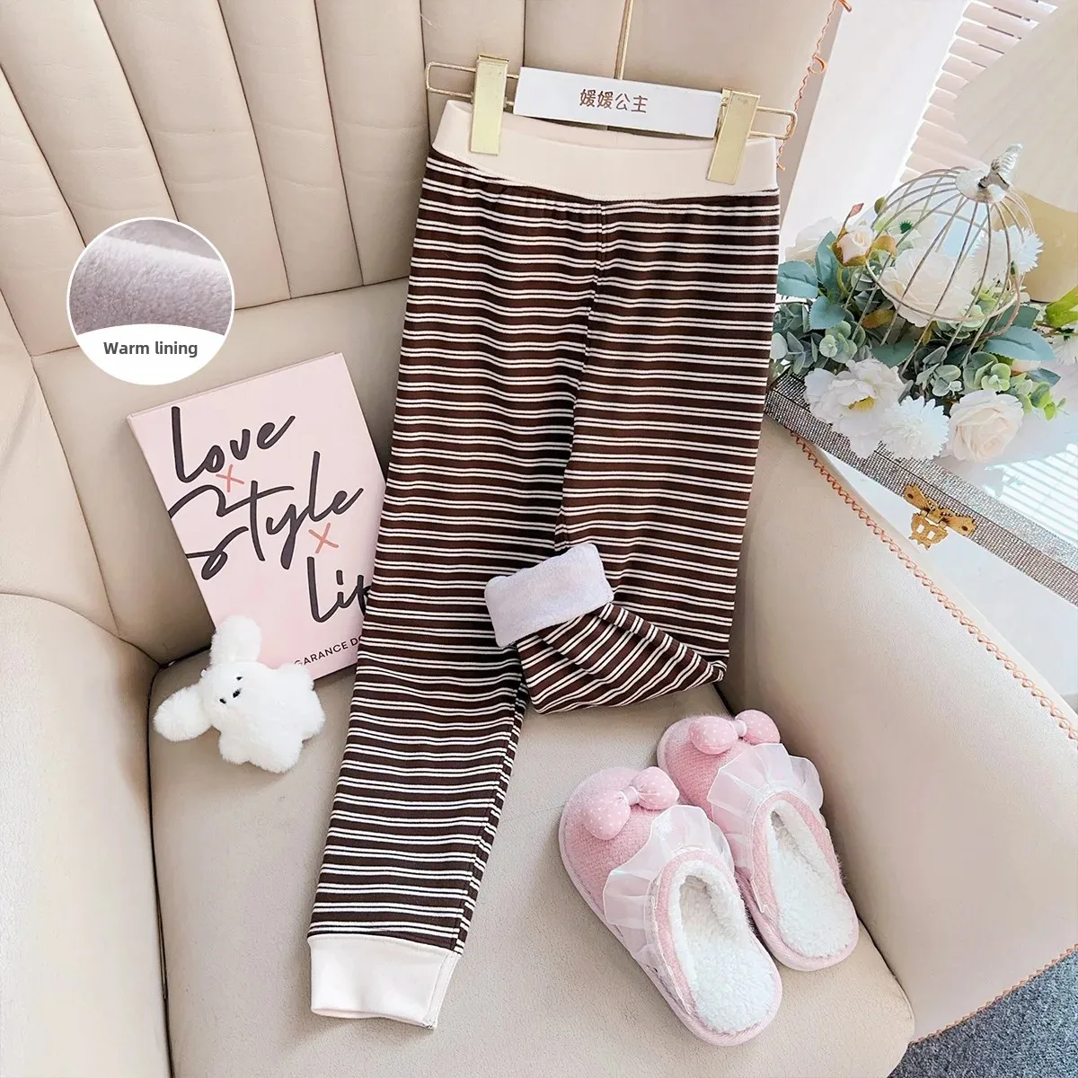Soft Warm Girls Home Pants Winter Children's Sleepwear Trousers Bottoming Pants Kids Clothing Soft Cotton Trousers