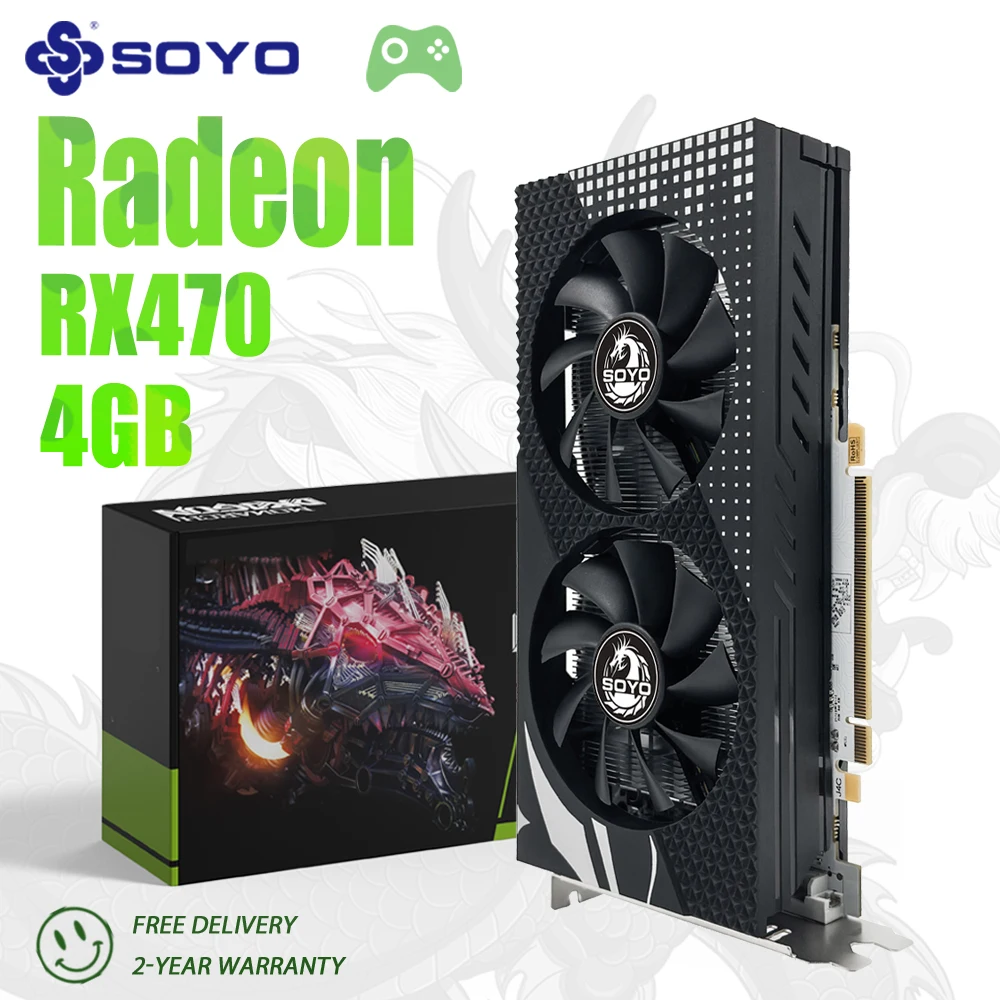 SOYO-AMD-Radeo-RX470-4GB-gaming-graphics-card-256BIT-GDDR5-PCI-E3-0-x16 ...