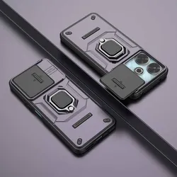 Shockproof Armor Magnetic Holder Phone Case for Redmi A3 A3X (F9 - Purple)