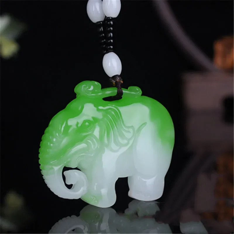 

Natural Turquoise Double-sided Carved Elephant Jade Pendant Fashion Boutique Jewelry Men's and Women's Color Jade Lucky Necklace