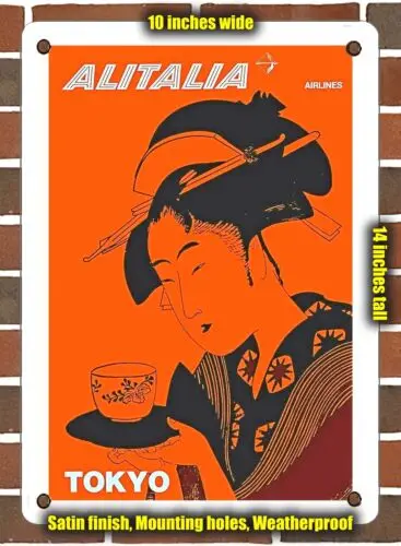 

Металлический знак-1960 Alitalia Airlines Токио-10x14 дюймов