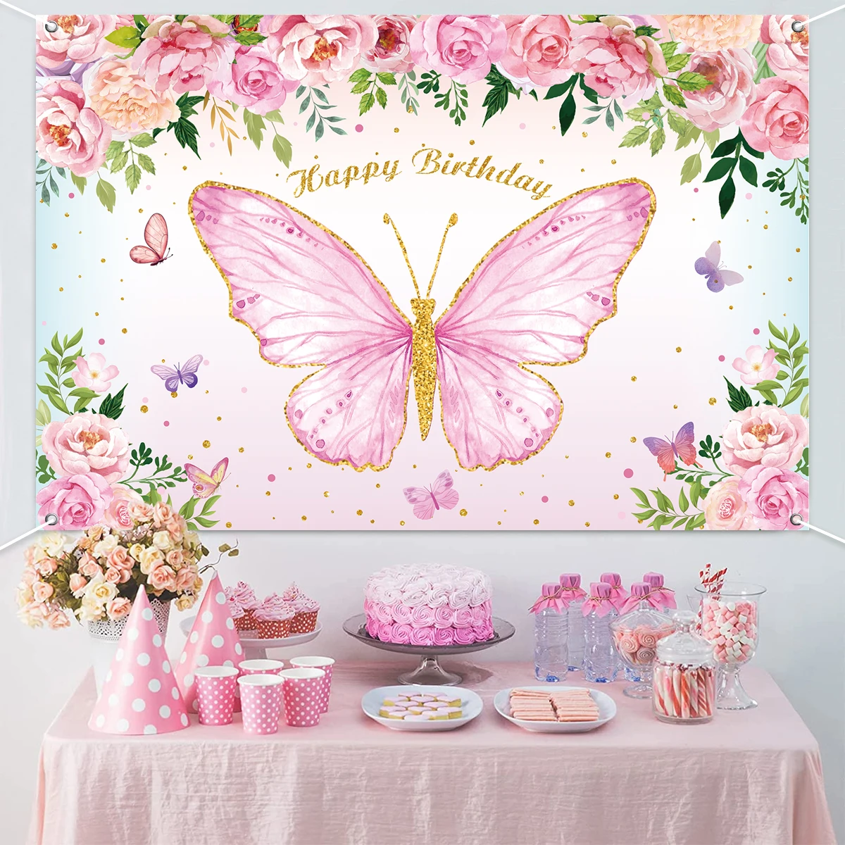 Butterfly Disposable Napkin Backdrop Paper Plate Party Set