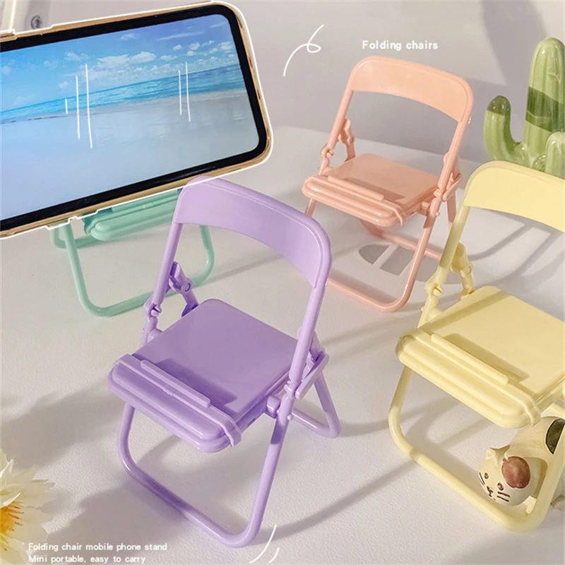 Cute Color Chair Adjustable Phone Holder Stand For iPhone 13 Pro Foldable Mobile Phone Stand Desk Holder Universal Lazy Bracket phone stand for car