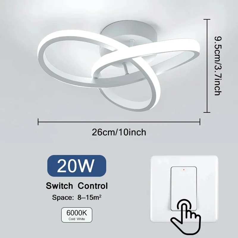 Modern Spiral Design LED Ceiling Light Fixture - 6500K White
