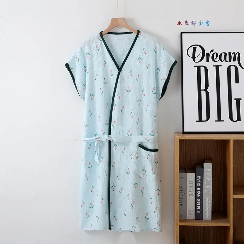 Women's multi-colors flower printing short sleeve bath towel bathrobe Sleepwear Nightgown Home