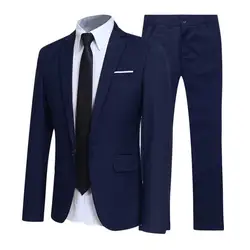 2024 Men Suit Set Stylish Lapel Buttons Pockets Formal Business Blazer Dating Wedding Groom Suit Set Blazer Pants Two Pieces Set