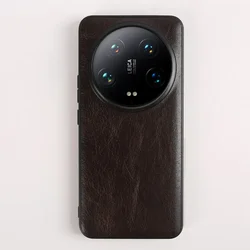 Luxury Handmade Genuine Leather Vintage Phone Case Cover for Xiaomi POCO X7 (5305Dark Brown)