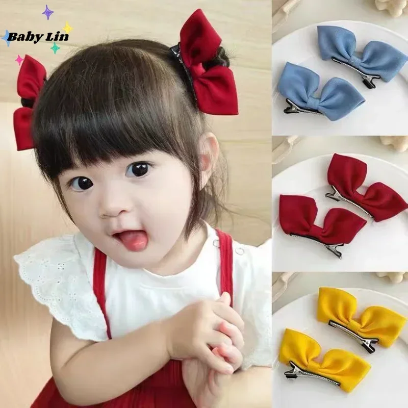 2 Pcs/Set 5cm Korean Children Bow Headdress Hair accessories Girls Cute Barrettes Card Issuance Side Hairpins Fashion Accessories