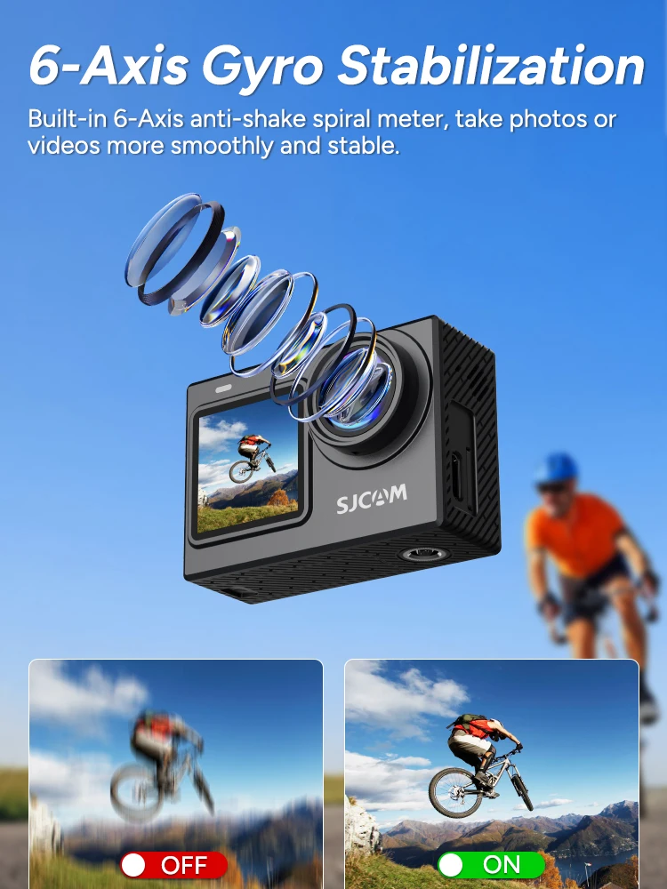 SJCAM SJ6 Pro 4K Dual Screen Action Camera Waterproof Touch Screen Sport Cam WiFi Night Vision 6-Axis Gyro Stabilization 4