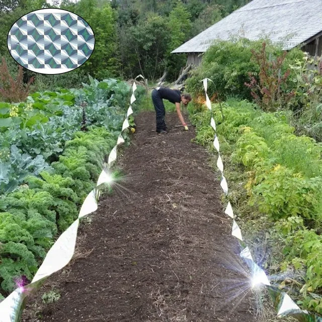 80 Méteres Madártaszító Rém Szalag Madár Villogó Fényvisszaverő, Kétoldalas Tároláshoz A Farmkert Erkély Kártevőirtás - Image 6