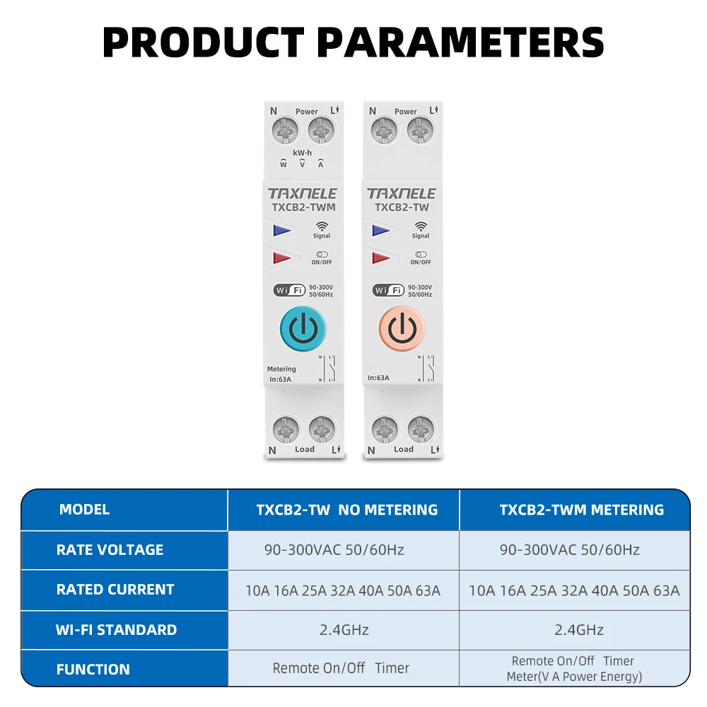 1P+N WIFI Smart Switch Energy Meter KWh Metering Monitoring Circuit Breaker Timer Relay MCB TUYA Smart Life 110VAC 230VAC
