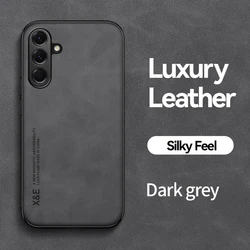KEYSION Luxury Retro PU Leather Shockproof Phone Back Cover - Samsung A17 5G (Dark Grey)