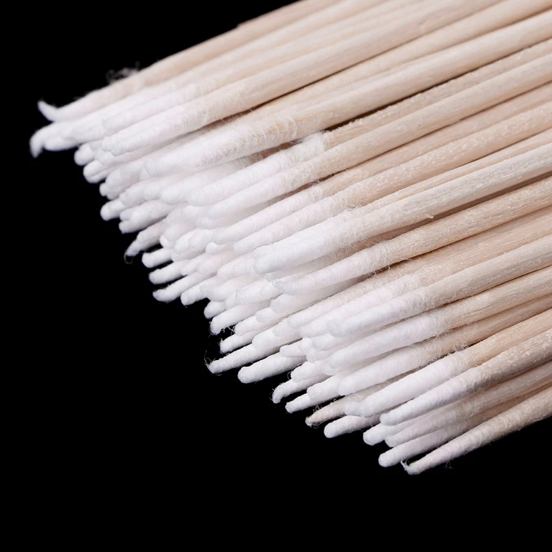 E1YE 100Pcs/Pack Small Cotton Swab Wooden Handle For Tattoo Eyebrow Beauty Makeup Nai