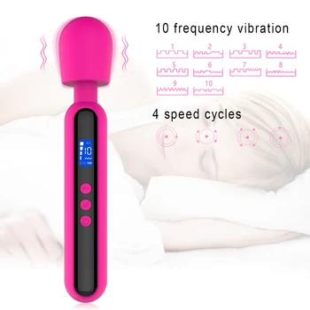 Big Massage stick  Led Display Timing AV Vibrator 10 frequency Vibrate 4 Speeds Female Masturbator Adult Massage Products 4