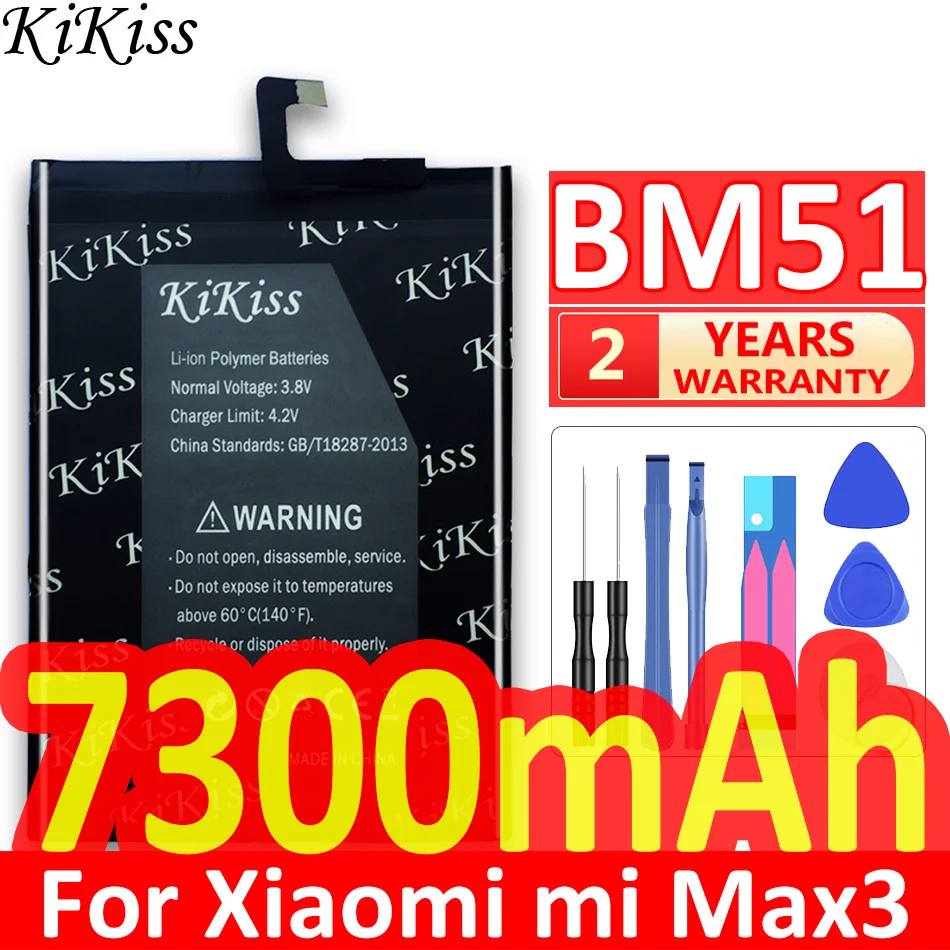 Kikiss For Xiao Mi Bm51 7300Mah Battery For Xiaomi Mi Max 3 Max3 Bm 51 High Quality Phone Replacement Batteries + Tools