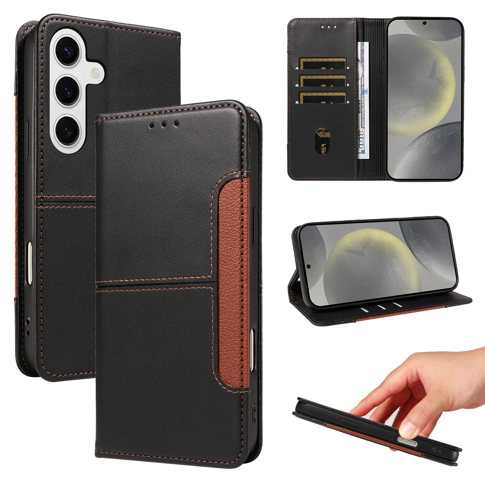 Magnetische Flip-Schutzhülle mit Mehrfach-Kartenfächern für Samsung S20Fe/S21/S22/S23/S24/S25/S26Ultra, Leichte und Tragbare Kunstleder-Handyhülle – Detail 10
