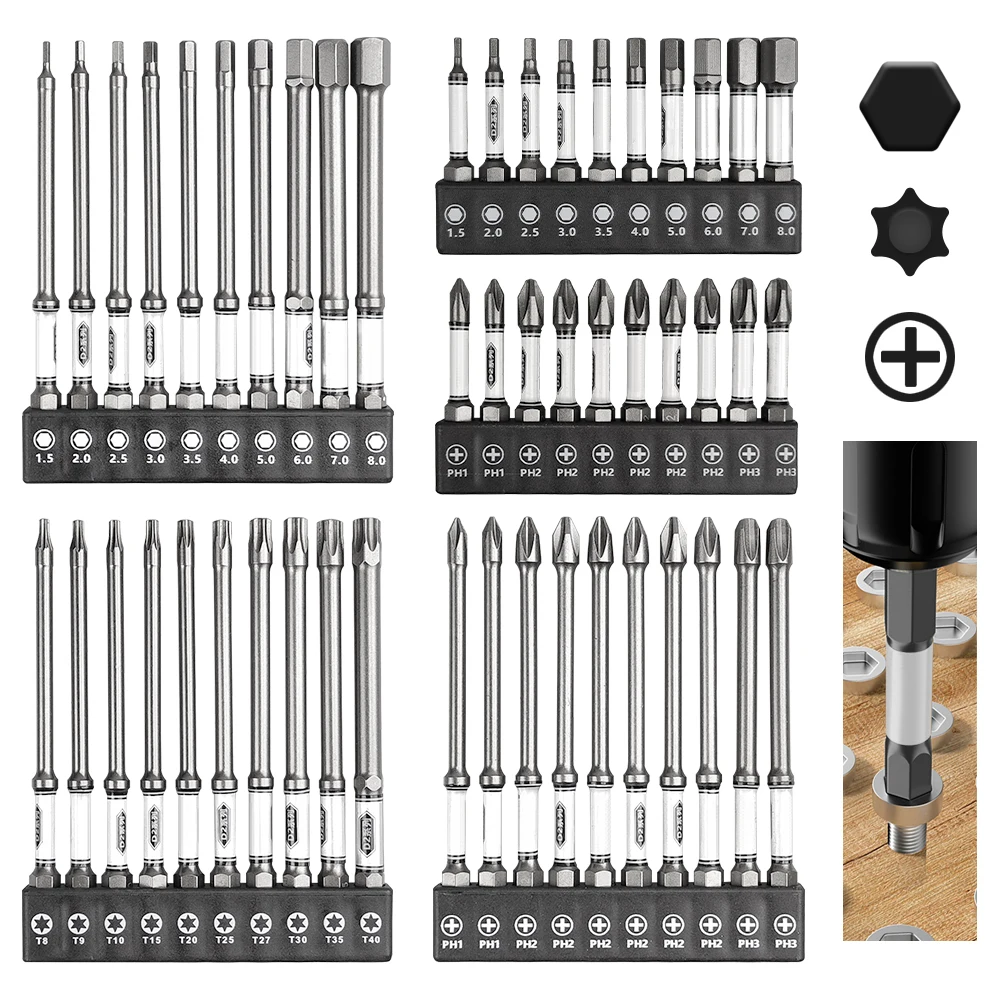 10pcs 50/100mm Hex Screwdriver Bit Set Hexagon Head 1/4‘’ Shank Magnetic Electric Drill Screw Driver Bit Hand Repair Tools 2030