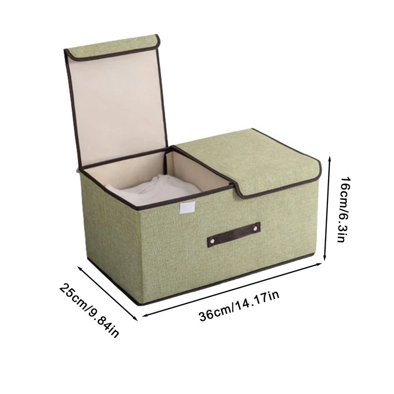Cotton Linen Fabric Double Lid Foldable Storage Box Sundry Organiser Storage Box 5