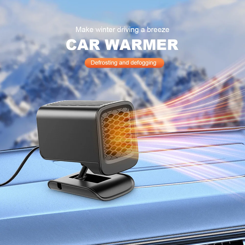 12/24V Portable Car Heater 360 Rotating Windscreen Defroster Demister Auto Windshield Defroster Defogging Defrosting Heating Fan