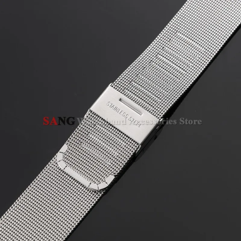 Elegant Milanese Stainless Steel Watchband in Silver, Black, and Rose Gold