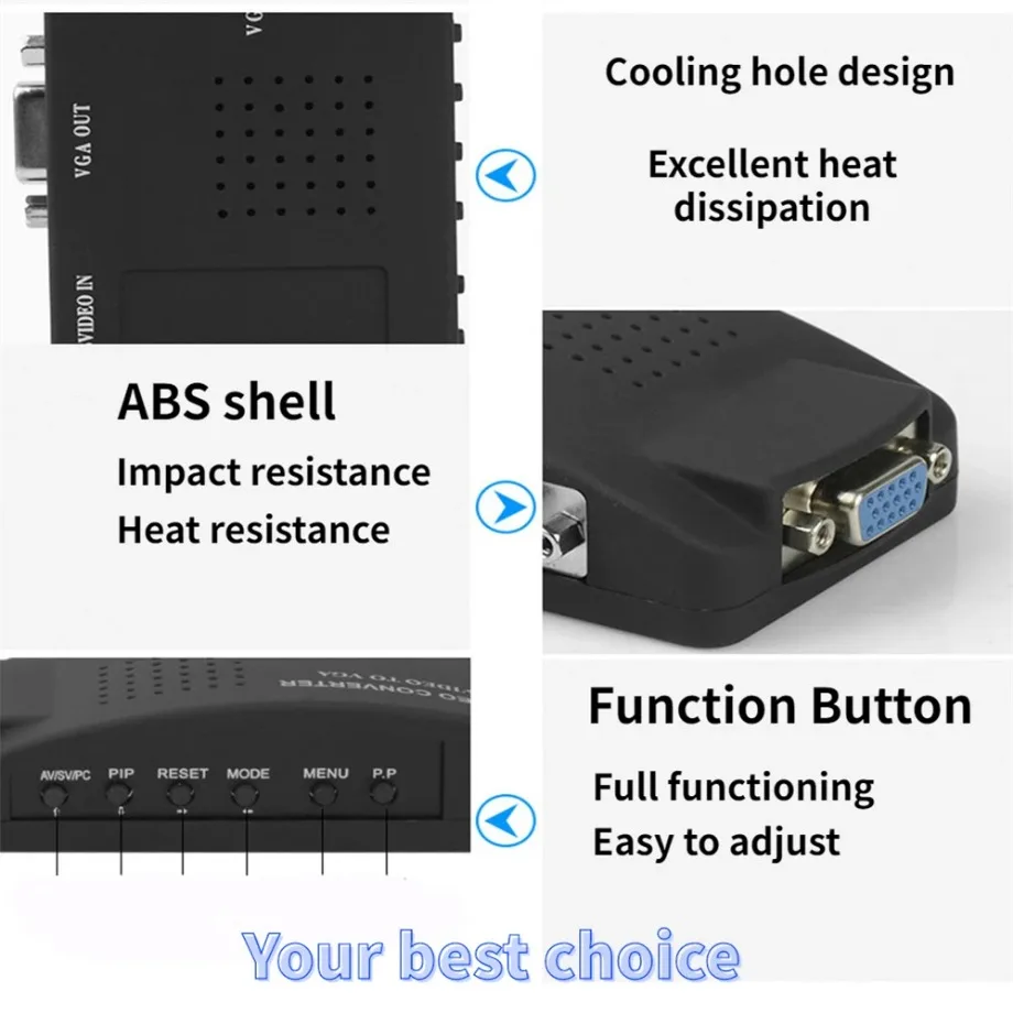 BNC S-Video VGA to VGA Video Converter 1080P BNC to VGA Output Adapter Digital S