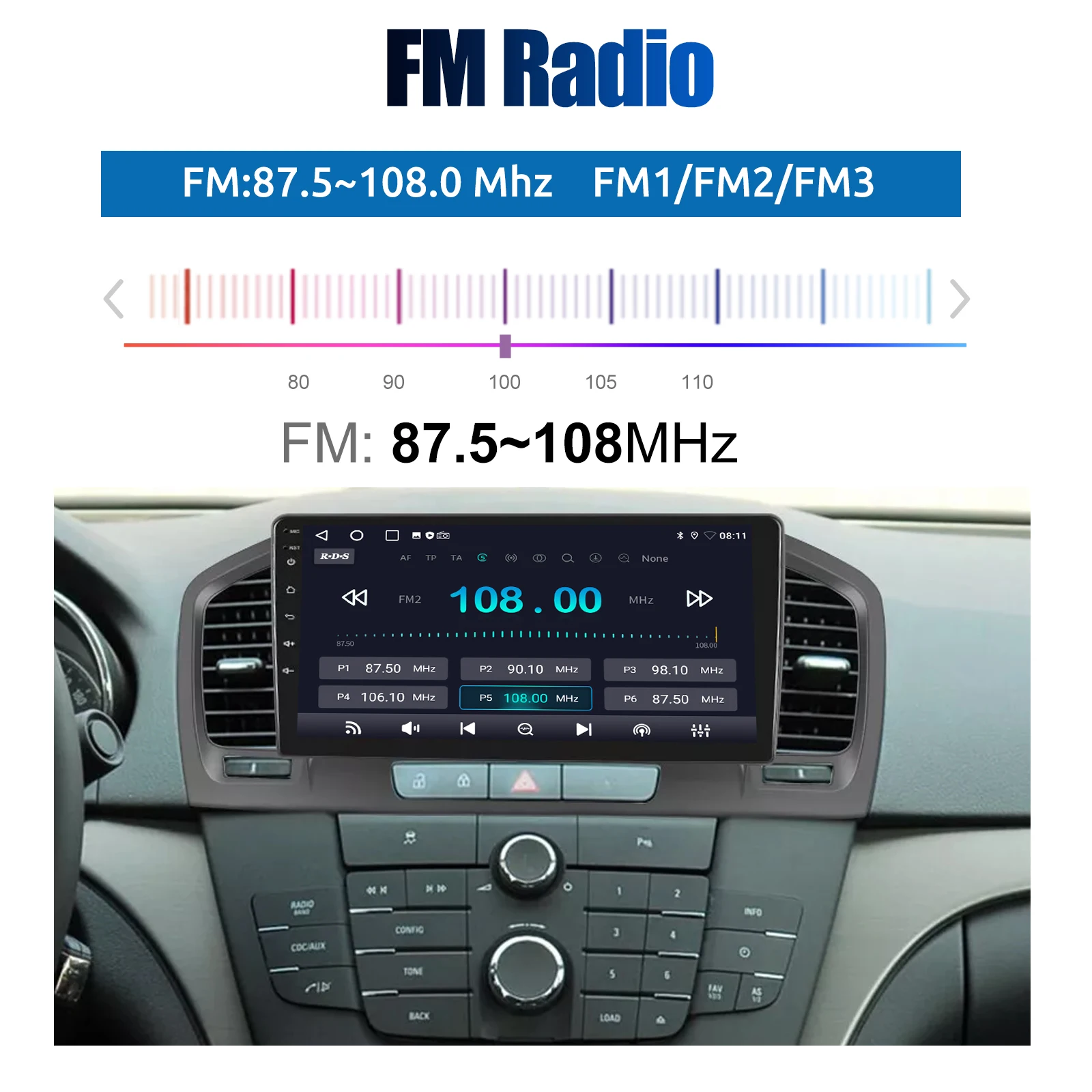 ESSGOO Android 14 2 DIN Autoradio 9 Zoll IPS Touchscreen Multimedia Player Für Opel Insignia 2008-2013 Wireless Carplay Android Auto GPS Navigation WIFI Bluetooth Mirror Link FM SWC RDS ASP Sound – Detail 12