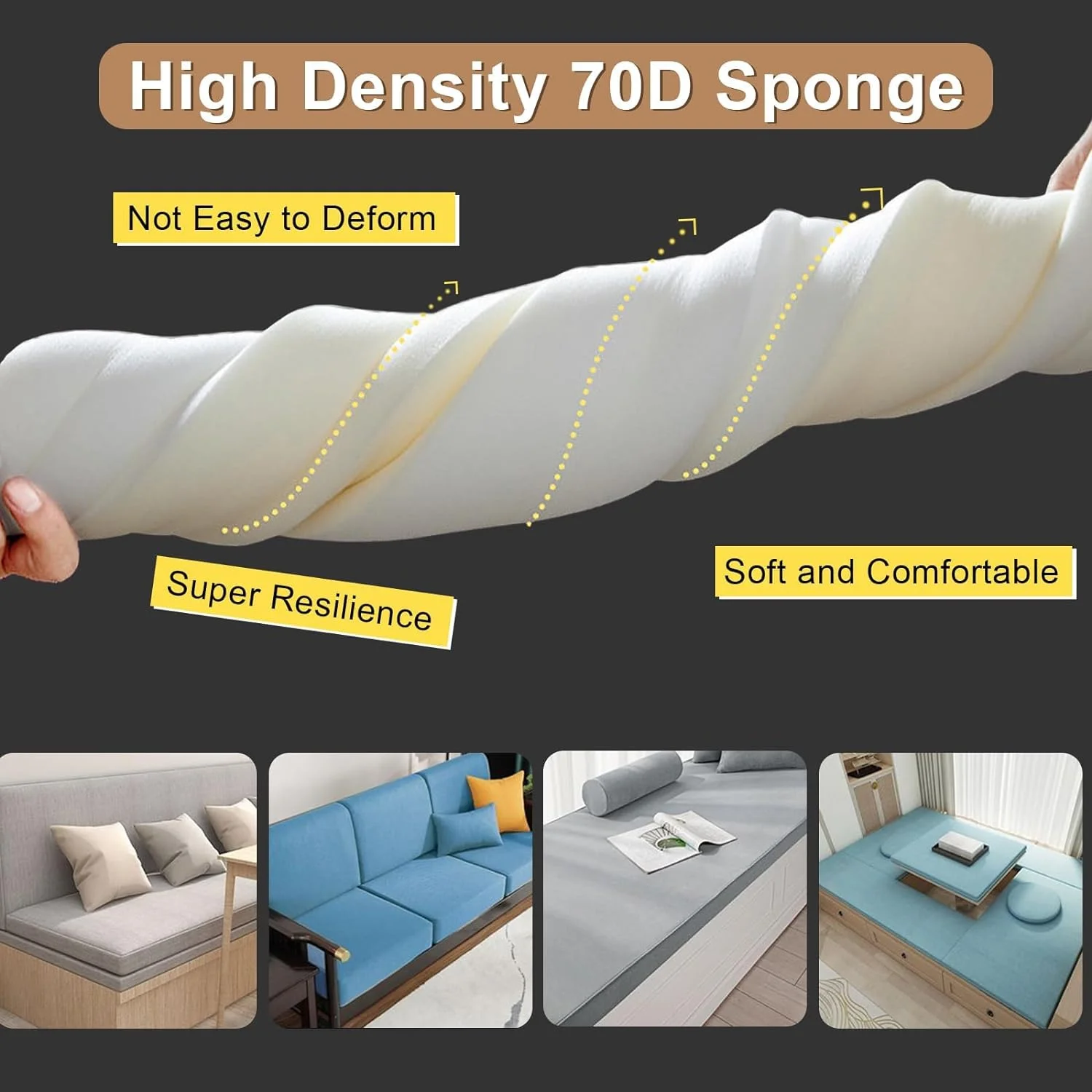 Custom Size Bench Cushions Indoor Personalized Size Seat Thick Cushions Soft Foam Furniture Cushions Long Chair Seat Pad Cushion 3