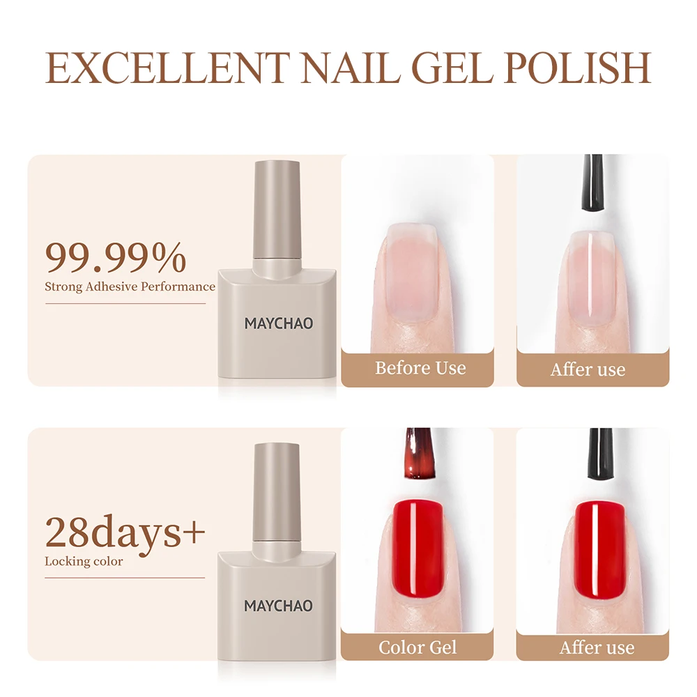 MAYCHAO 12ml No Wipe Top Coat Base Coat Primer UV LED Nail Gel Polish Reinforcement Gel Soak Off Semi Permanent Nail Art Varnish 5
