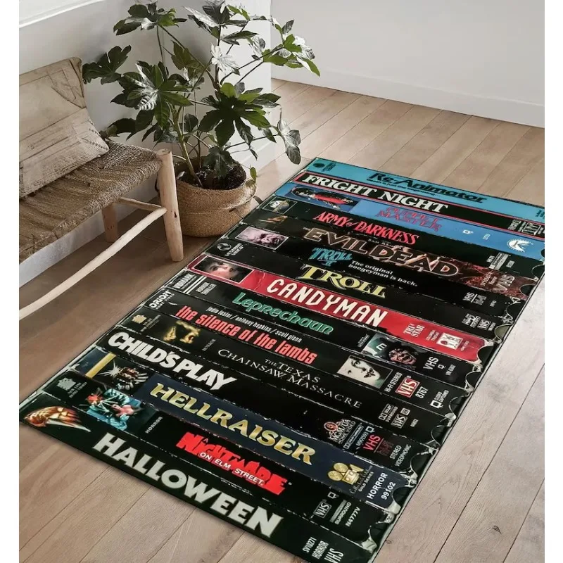 Horror Movie Carpet for Living Room Bedroom Retro Movies Halloween Movie Series Rug Movie Room Decor Non Slip Popular Gift Rug 2