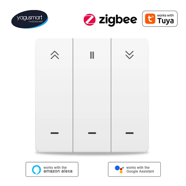 Yagusmart Zigbee สมาร์ทผ้าม่านสําหรับ Roller Shade มอเตอร์ Push Switch ทํางานร่วมกับ Tuya APP Alexa Echo Google Home Timer Control 1