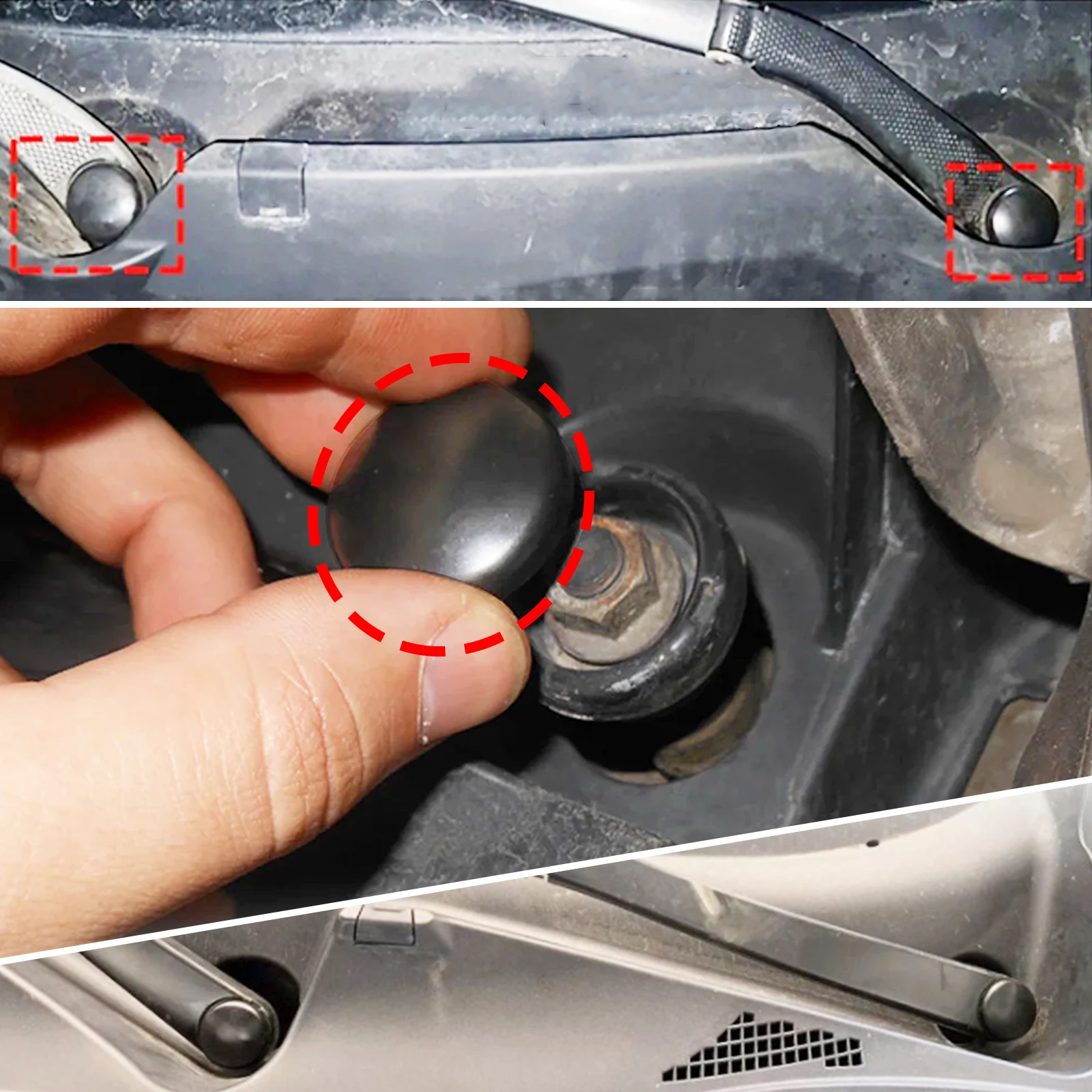 2 Stück Auto Frontscheibenwischer Unterlegscheibe Arm Mutter Abdeckkappe für Nissan Cube Juke Qashqai J10 Dualis Infiniti ESQ 2010 2011 2012 – Detail 4