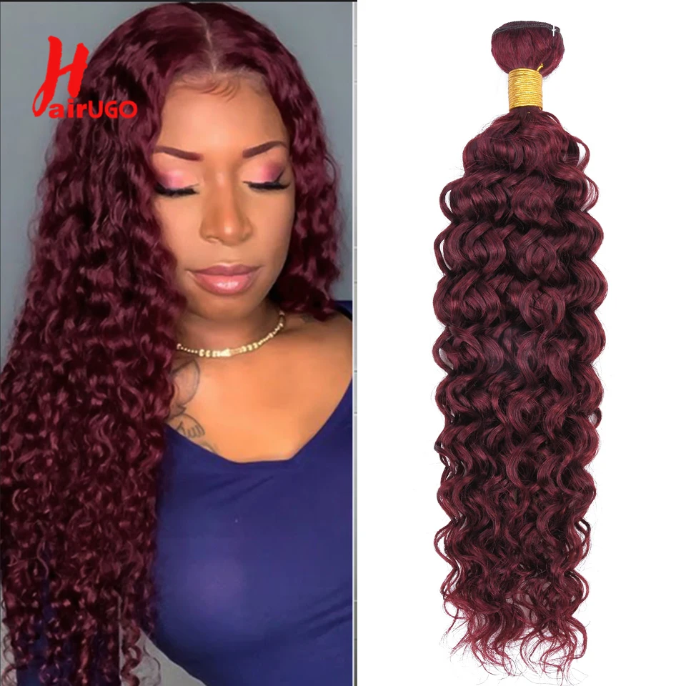 Human Hair Extensions Human Hair Bundles HairUGo Malaysian 99J Water Wave Hair Bundles Remy Hair Ombre 1/3/4 Bundle Water Wave Red Weaving