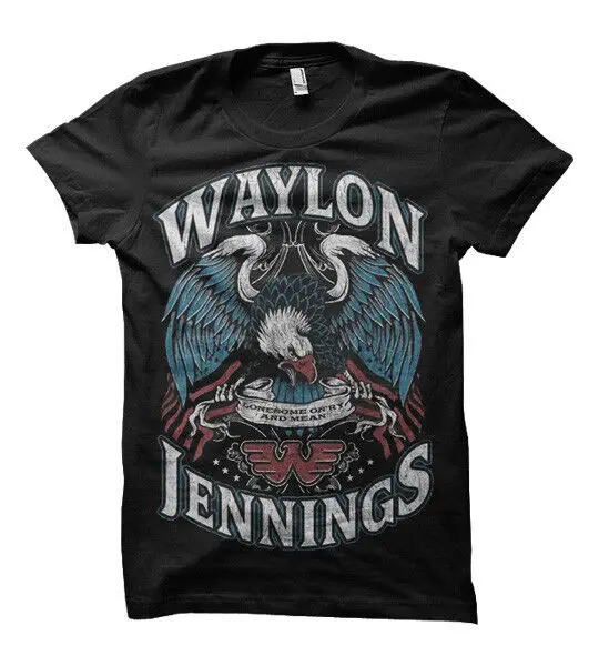 Классическая черная футболка WAYLON JENNINGS с длинным или коротким рукавом, певец, музыкальная группа, гитара, Размеры S 3XL