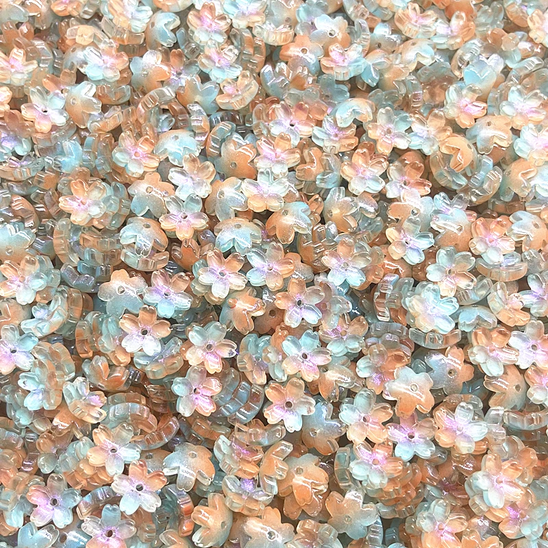 새로운 30pcs 11mm 3 차원 벚꽃 Lampwork 비즈 모자 유리 스페이서 비즈 보석 만들기 DIY 머리핀 모자를 쓰고 있죠