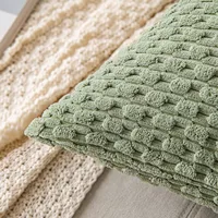 Striped Cushion Cover Green Corduroy Pillowcases Decorative Pillows for Sofa 18x18 Inch Throw Pillow Farmhouse Home Decor 1Pcs 5
