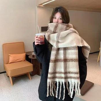 2025 Hot  Luxury Winter Thick Warm Scarf Women Cashmere Shawl and Wraps Pashmina Neckerchief Bufanda Female Long Tessel Echarpe