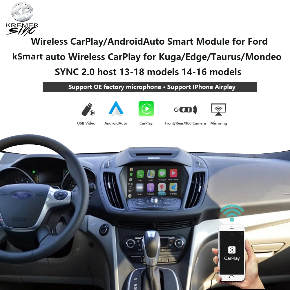 WirelessAppleCarPlayAndroidAutoRetrofitBoxforFordSYNC20KUGA