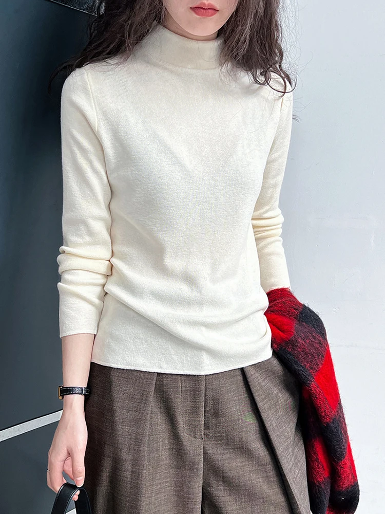 

Camel Elegant Knitting Sweater Loose Fit Turtleneck Long Sleeve Women Pullovers New Fashion Spring Autumn O845