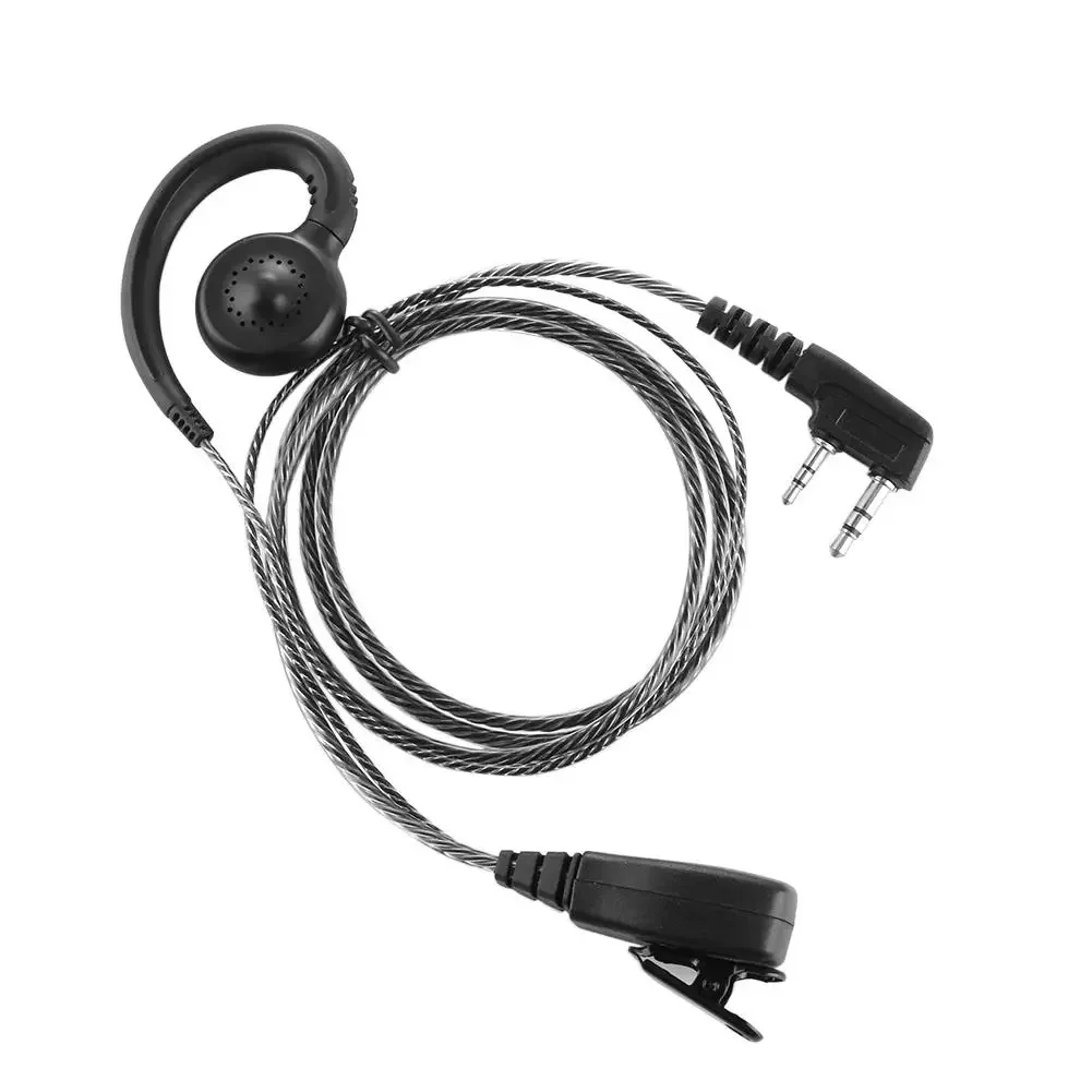 1.2m Headset Earpiece 180 Swivel 2 Pin Ear Hook Earpiece with Mic PTT for 2 Way Radio Walkie Talkie for Kenwood Motorola Boafeng