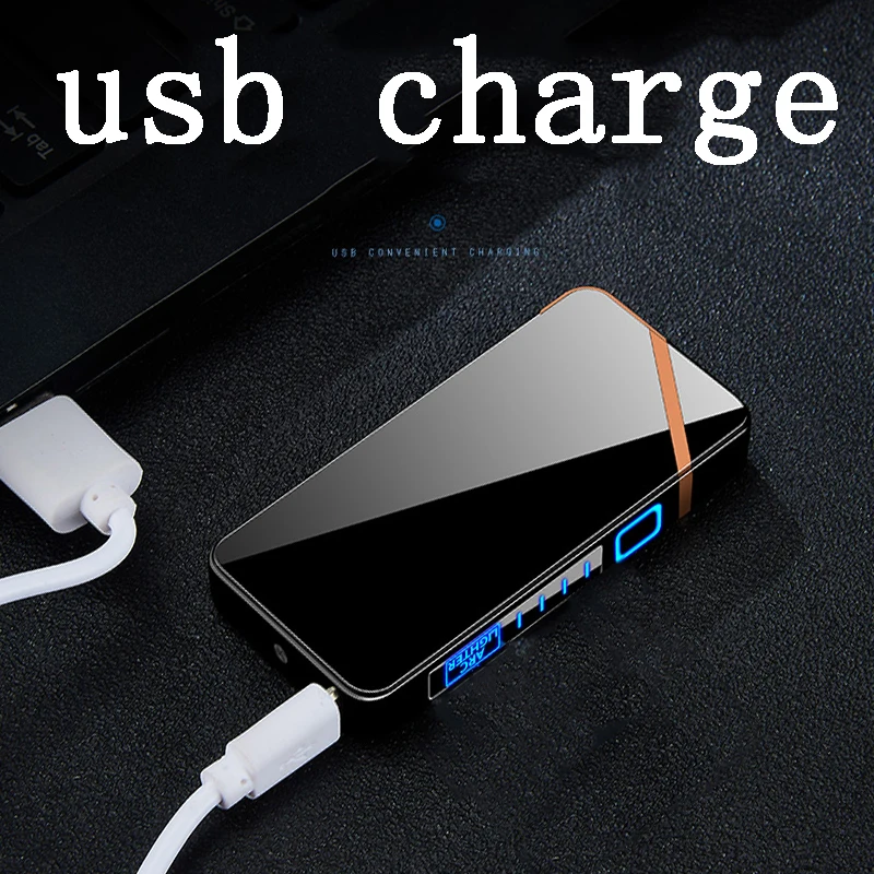 Smart Chip Electric Dual Arc USB Lighter Outdoor Windproof Pulse Plasma Flameless Digital Power Display Lighter Men\'s Gift
