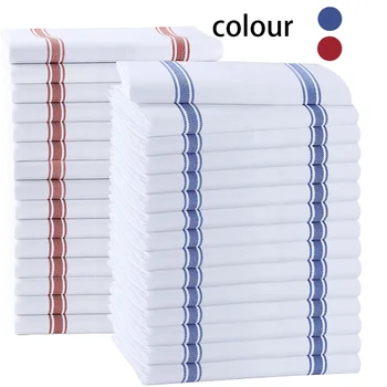 Knitted Cotton Cleaning Cloth Set – Red & Blue Stripes Absorbent Kitchen Rags (4/6/8/12 PCS) 1