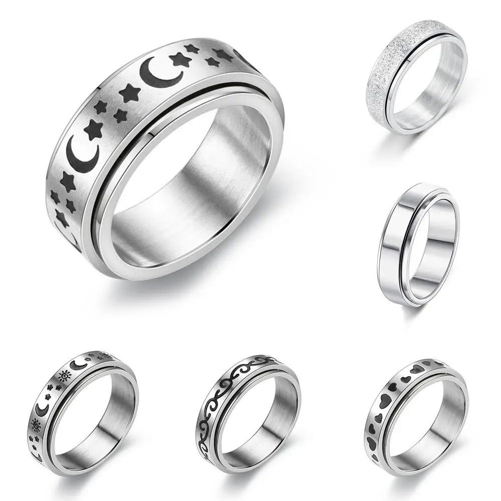 Rings Set For Anxiety 6pcs Stainless Steel Spinner Ring Valentine's Day  Gifts Anxiety Rings For Women Men Teen Girls Boys Cool| | - AliExpress