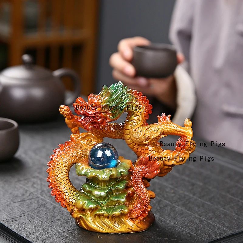 Resin Zodiac Dragon Tea Pet Can Be Nurtured Color Changing Creative Tea Table Decoration Ornaments Tea Set Gifts Feng Shui