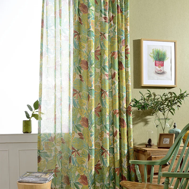 

Pastoral American Country Curtains Thickened Black Silk Blackout Printed Office Hotel Home Curtain