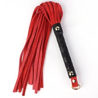 39CM Premium Genuine Leather Suede Flogger Horse Training Crop Whip Suede Leather Covered Handle 1